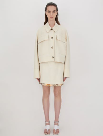 Reversible jacket in cotton and linen gabardine