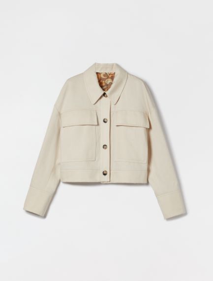 Reversible jacket in cotton and linen gabardine