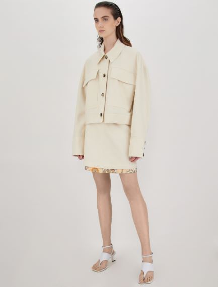 Reversible jacket in cotton and linen gabardine