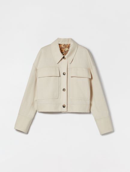 Reversible jacket in cotton and linen gabardine
