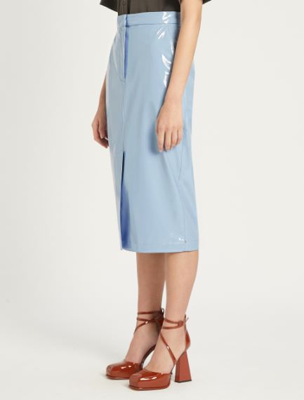 Patent leather pencil skirt