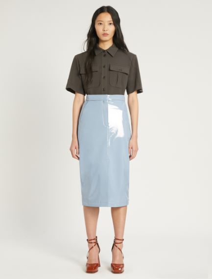 Patent leather pencil skirt
