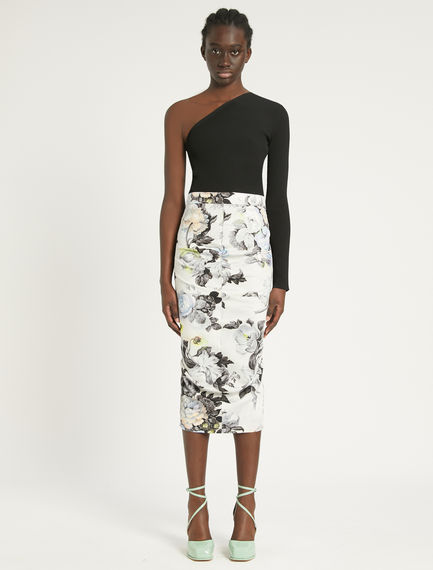 Floral-print pencil skirt