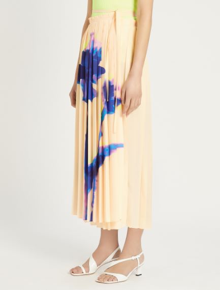Pleated crepe de chine skirt