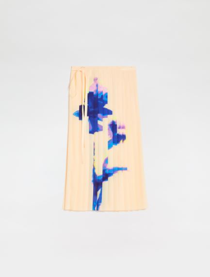Pleated crepe de chine skirt