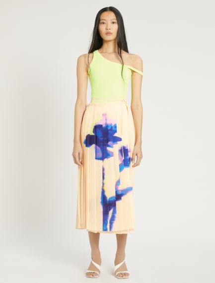 Pleated crepe de chine skirt