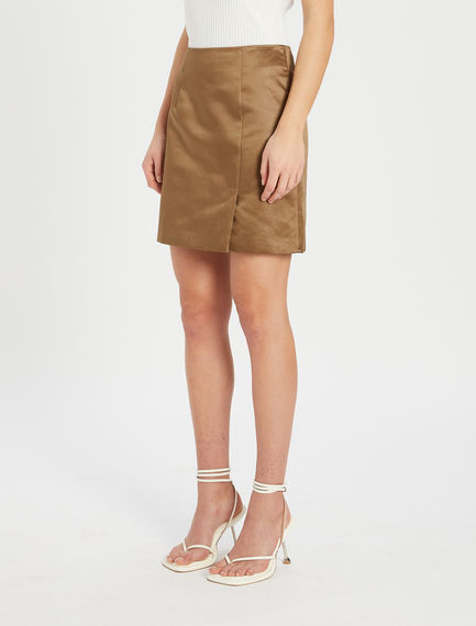Mini skirt in heavy satin