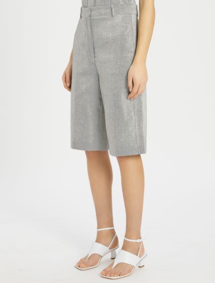 Linen and cotton twill Bermuda shorts