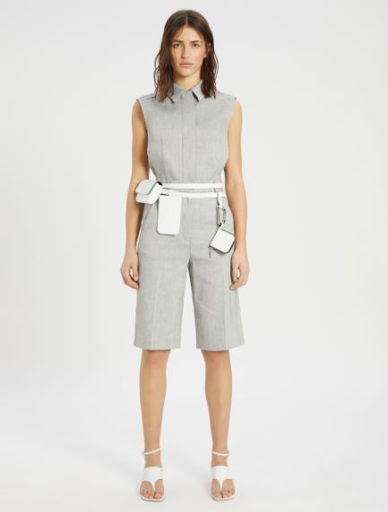 Linen and cotton twill Bermuda shorts