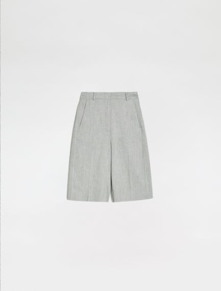 Linen and cotton twill Bermuda shorts