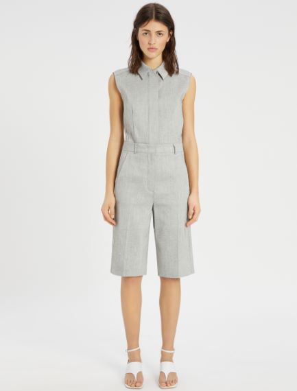 Linen and cotton twill Bermuda shorts