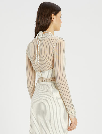 Top corto con scollo all'americana