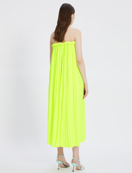 Satin dress with sunray pleating