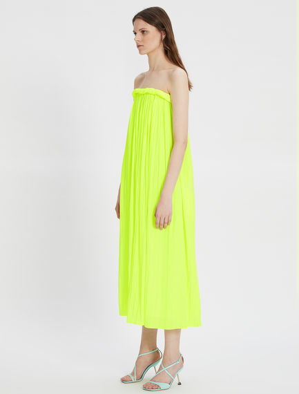 Satin dress with sunray pleating