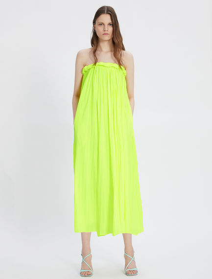 Satin dress with sunray pleating