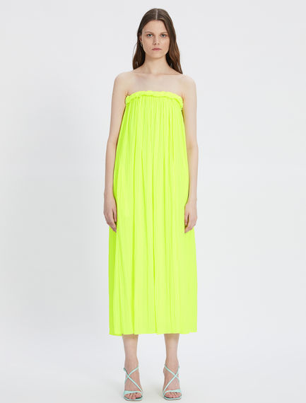 Satin dress with sunray pleating