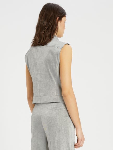 Gilet in twill di lino e cotone