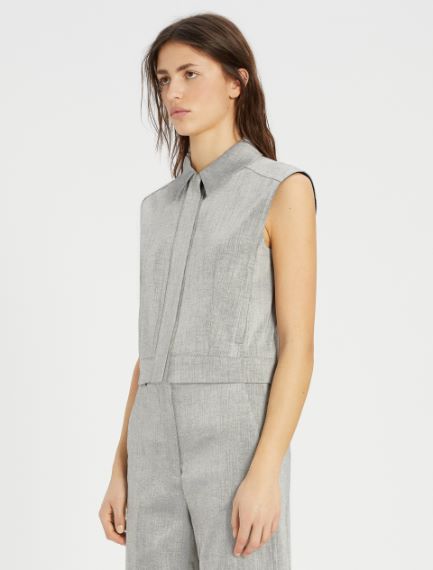 Gilet in twill di lino e cotone
