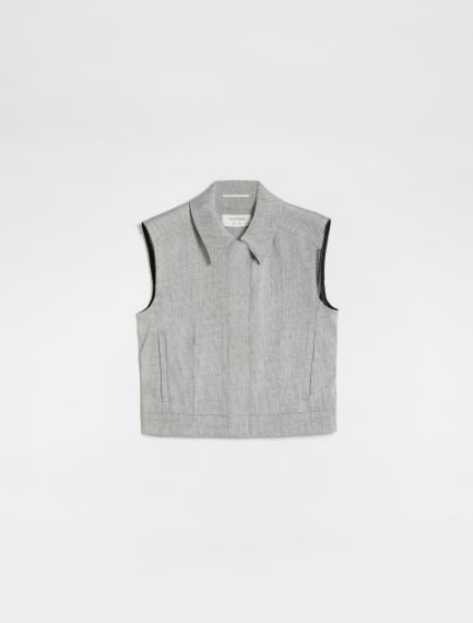 Gilet in twill di lino e cotone