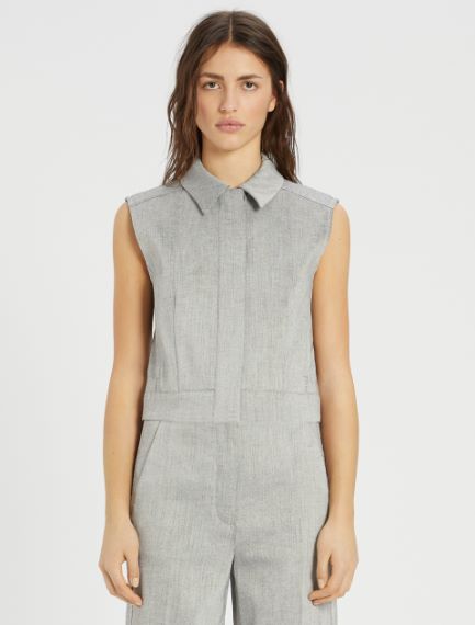 Gilet in twill di lino e cotone