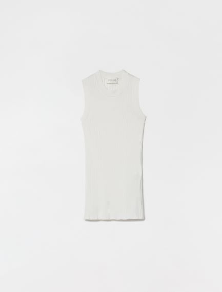 Fine-rib cotton vest top