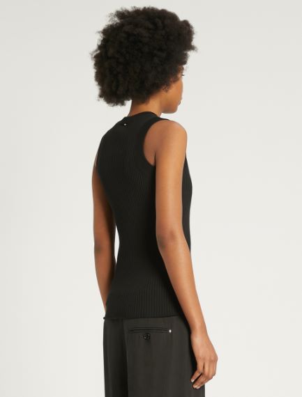 Fine-rib cotton vest top