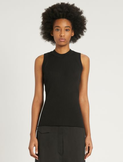 Fine-rib cotton vest top