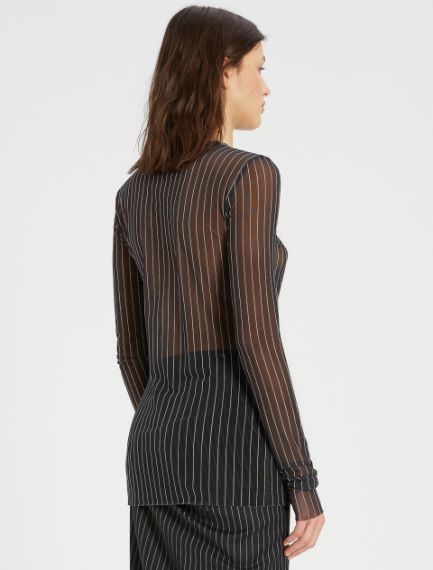 Double-print tulle sweater