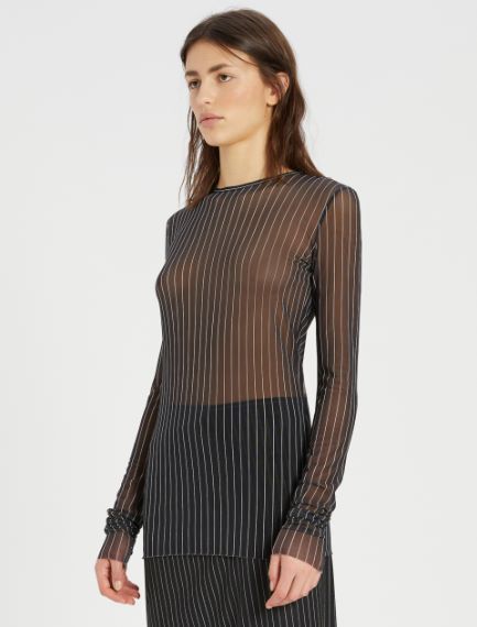 Double-print tulle sweater