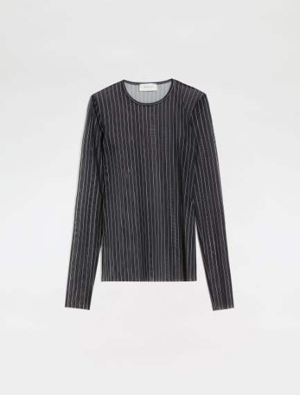 Double-print tulle sweater