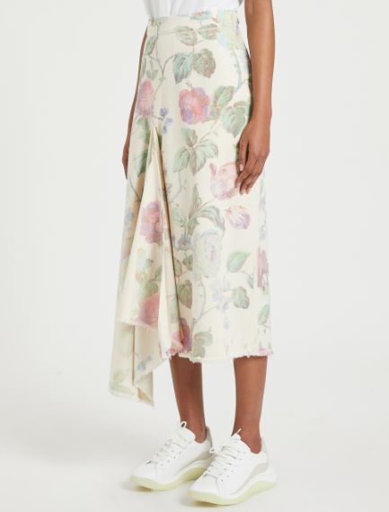 Gonna asimmetrica con maxi rose