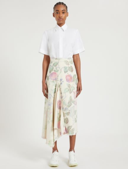 Gonna asimmetrica con maxi rose