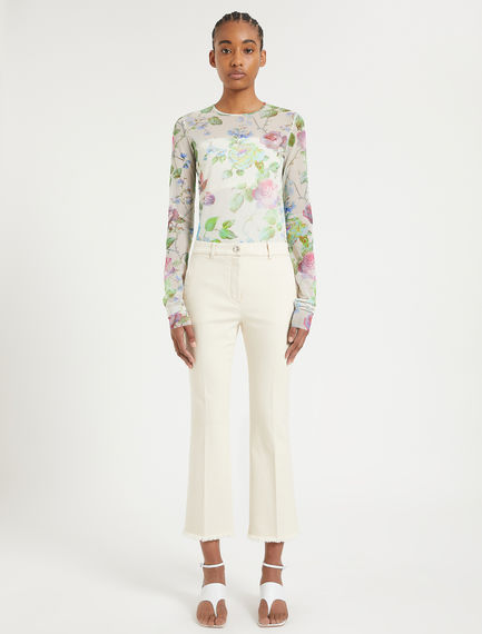 Fringed cotton trousers