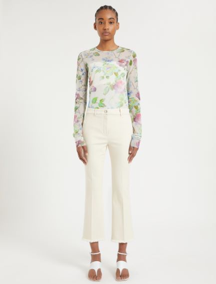 Fringed cotton trousers