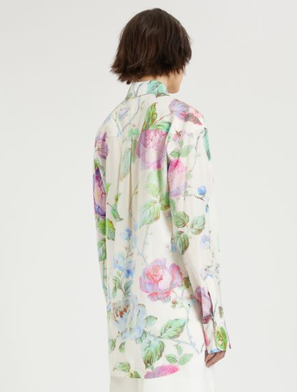 Oversized rose-print shirt