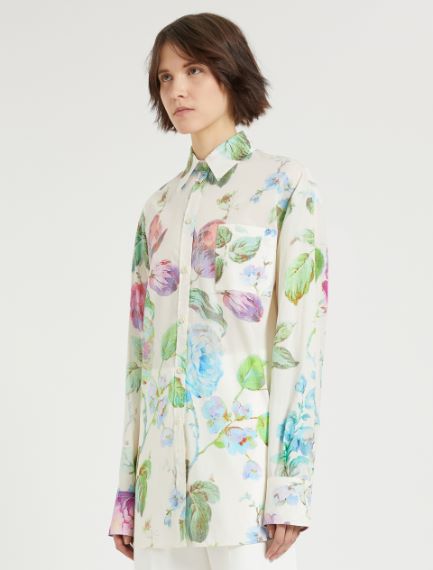 Oversized rose-print shirt