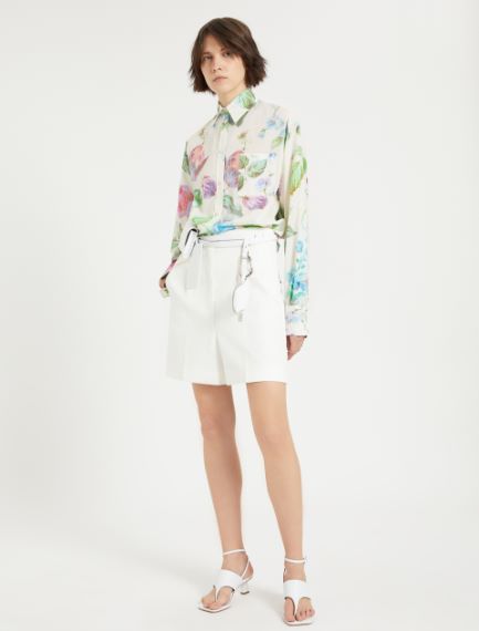 Oversized rose-print shirt