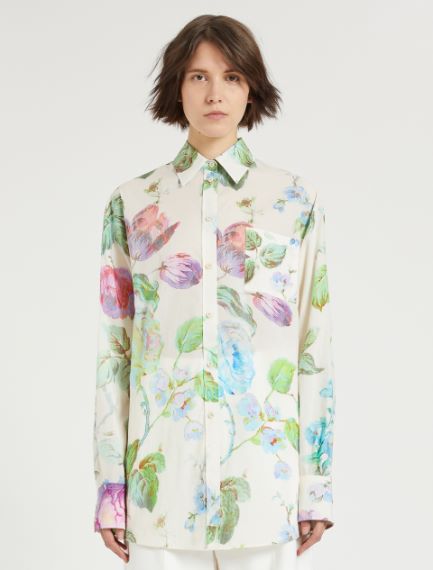 Oversized rose-print shirt