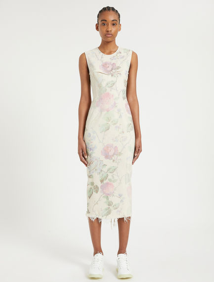 Abito smanicato con maxi rose