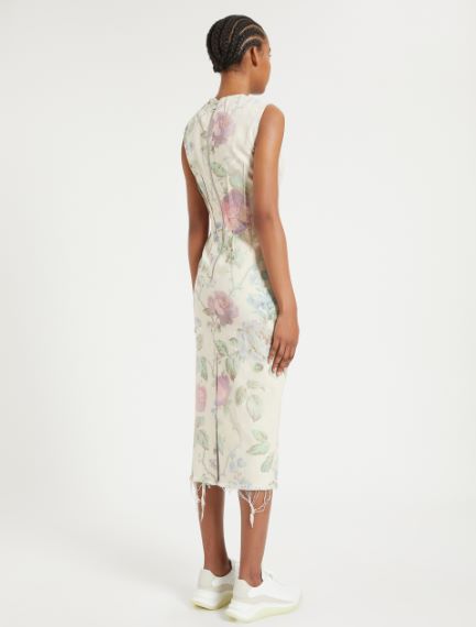 Abito smanicato con maxi rose