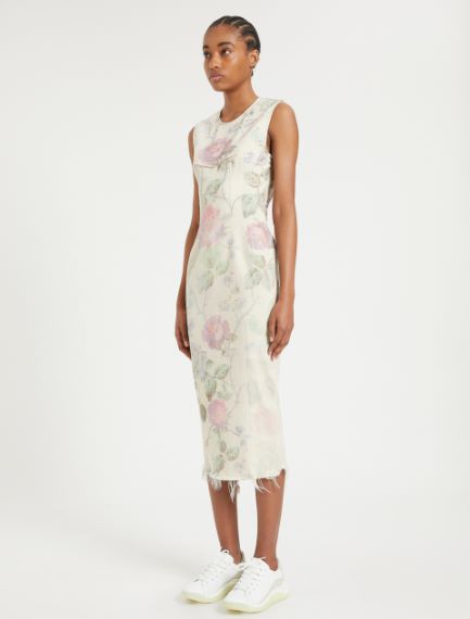 Abito smanicato con maxi rose
