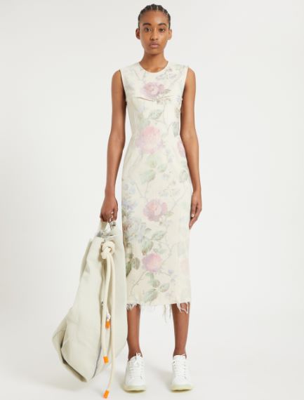 Abito smanicato con maxi rose