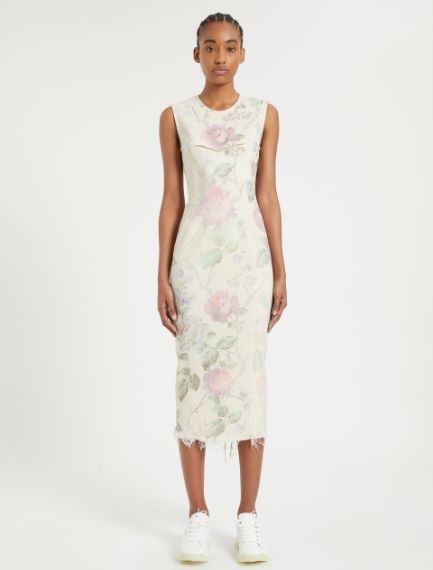 Abito smanicato con maxi rose