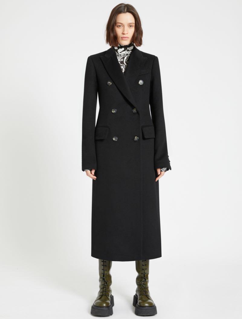 black double breasted overcoat