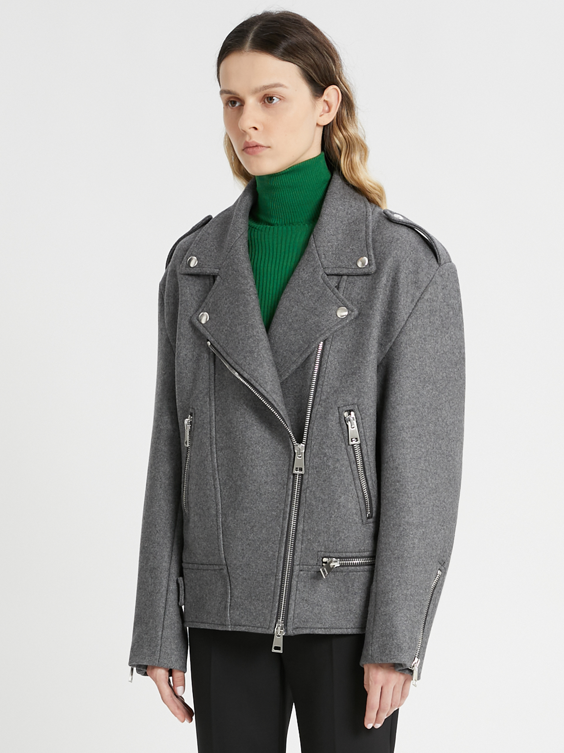 wool biker coat