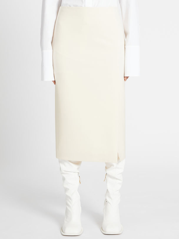 Gonna dritta in misto lana stretch