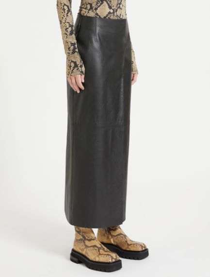 Nappa leather pencil skirt
