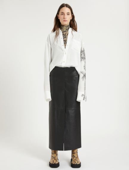 Nappa leather pencil skirt