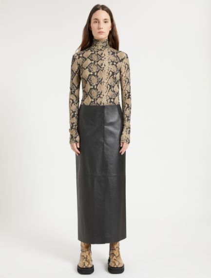 Nappa leather pencil skirt