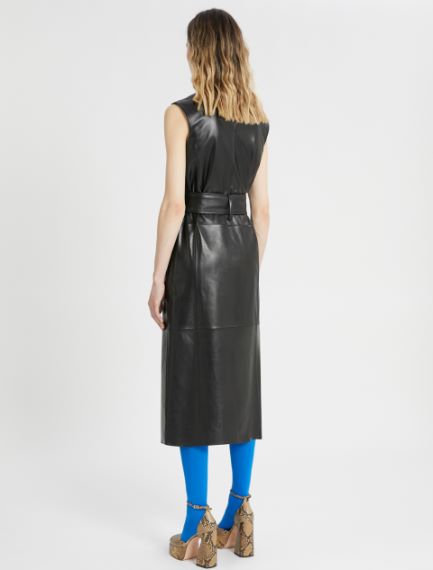 Nappa leather wrap dress